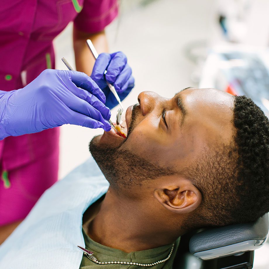 man dental examination